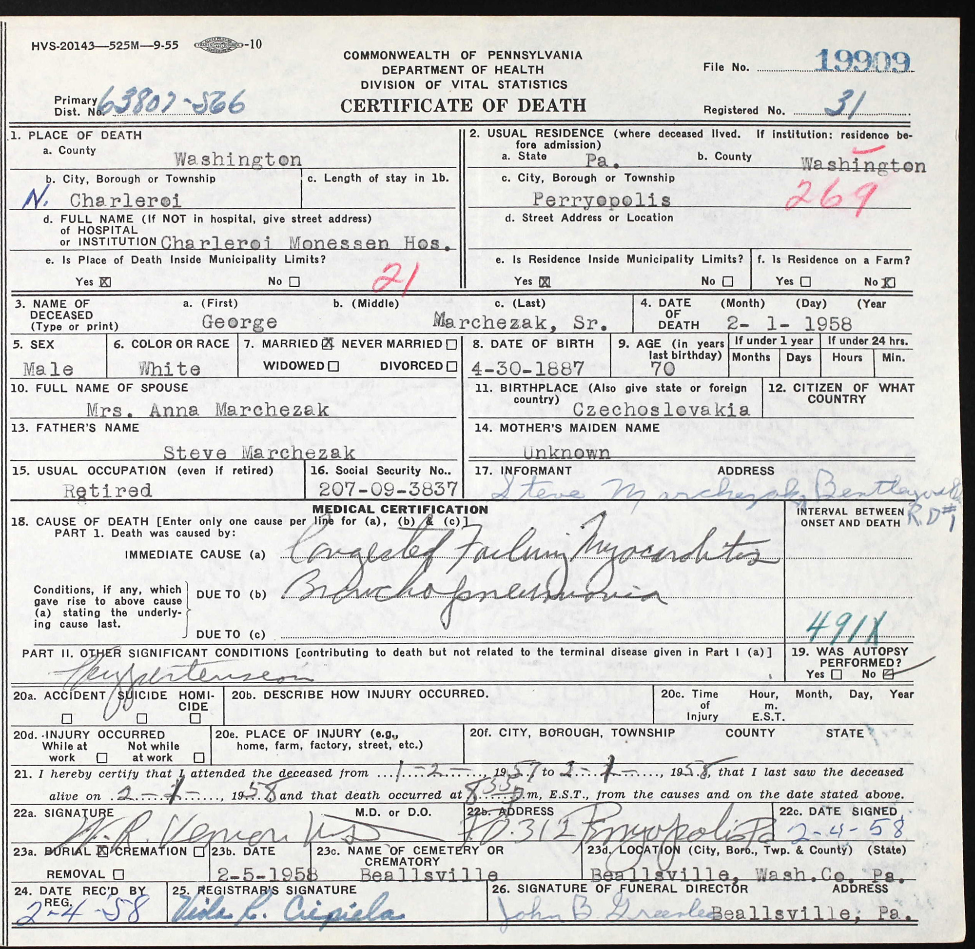 death certificate